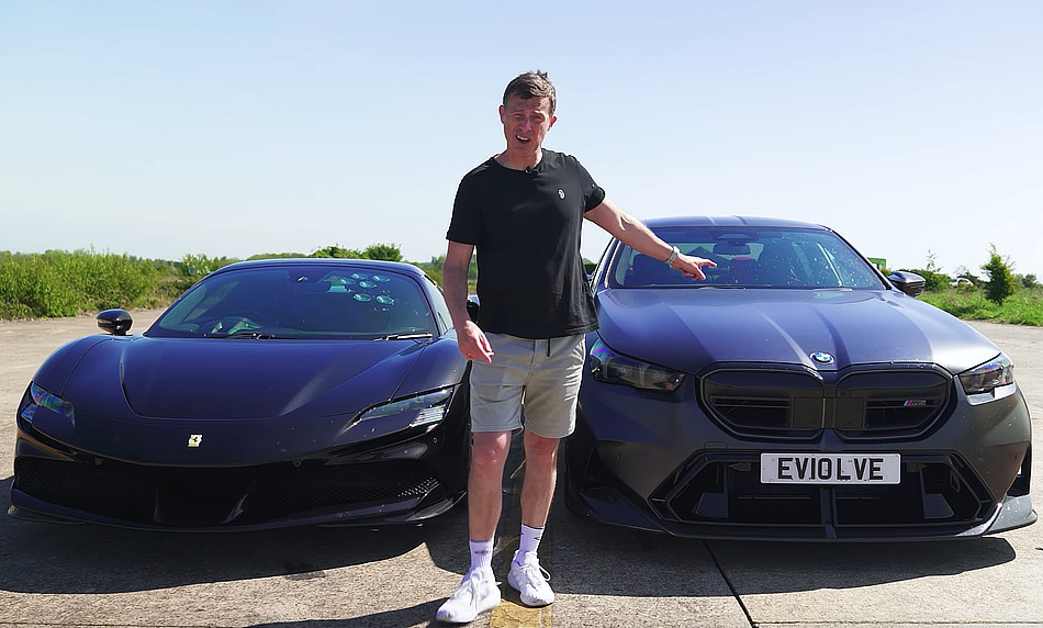 Carwow's Mat Watson Drag Races A BMW M5 vs A Ferrari SF90