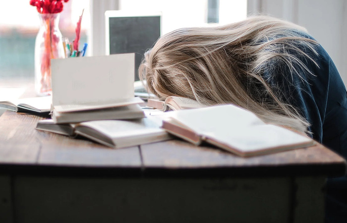 college student sleep studying